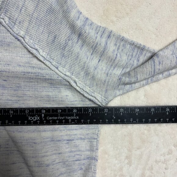 We The Free People Womens Coastline Thermal Henley Small Waffle Peplum Top Blue - Picture 15 of 15